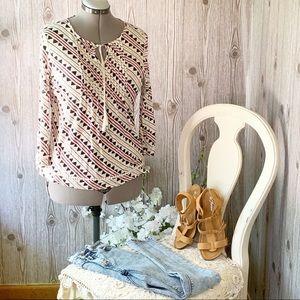 Lucky Brand Long Sleeve Top with Boho Flair S